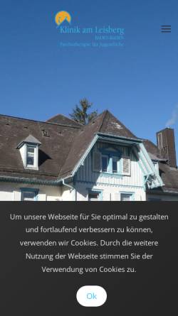 Vorschau der mobilen Webseite www.jugendklinik.de, Klinik am Leisberg Abteilung für Kinder-und Jugendpsychiatrie und -psychotherapie