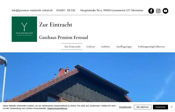 Vorschau von www.pension-eintracht-erfurt.de, Gasthaus und Pension Zur Eintracht