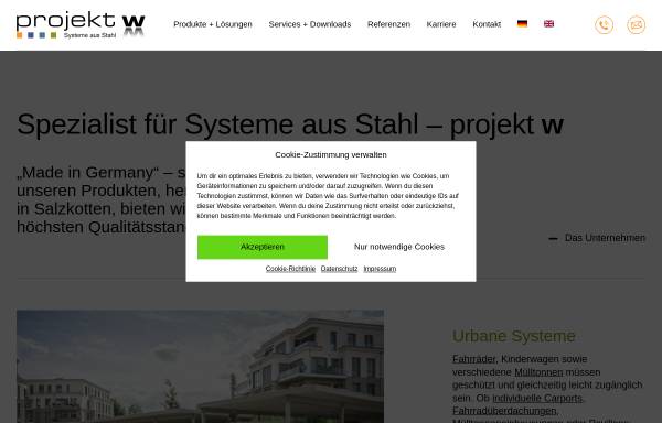 Vorschau von www.projekt-w.de, Projekt w – Systeme aus Stahl GmbH