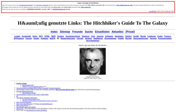 Häufig genutzte Links: The Hitchhiker's Guide To The Galaxy