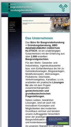 Vorschau der mobilen Webseite www.baugrund-dessau.de, Ingenieurbüro Christian Klotsch