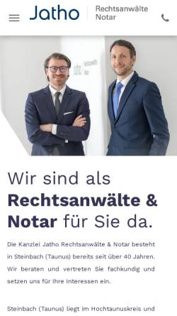 Vorschau der mobilen Webseite www.rechtsanwalt-jatho-steinbach.de, Rechtsanwalt und Notar Klaus-Uwe Jatho