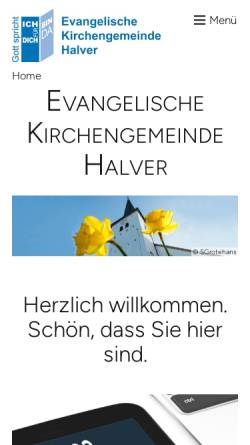 Vorschau der mobilen Webseite www.ev-kirche-halver.de, Evangelische Kirchengemeinde Halver