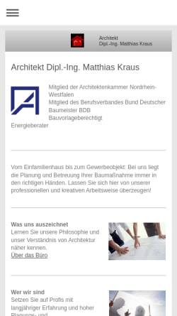 Vorschau der mobilen Webseite www.kraus-architekt.de, Architekt Dipl.-Ing. Matthias Kraus