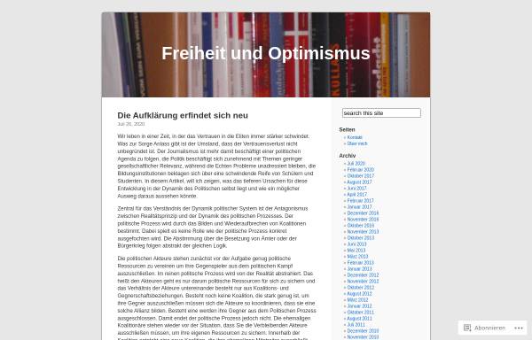 Vorschau von freiheitundoptimismus.wordpress.com, Freiheit und Optimismus