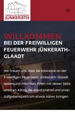 Vorschau der mobilen Webseite www.feuerwehr-juenkerath.de, Freiwillige Feuerwehr Jünkerath-Glaadt