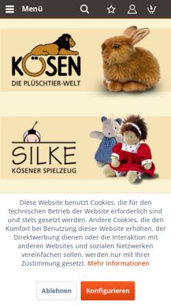 Vorschau der mobilen Webseite www.koesener.de, Kösener Spielzeug Manufaktur GmbH