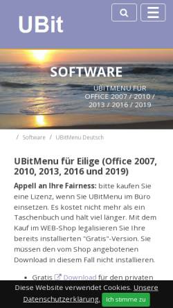 Vorschau der mobilen Webseite www.ubit.ch, UBitMenu Office 2007