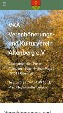 Vorschau der mobilen Webseite www.vka-altenberg.de, Verschönerungs- und Kulturverein Altenberg