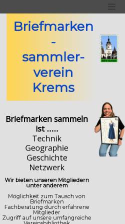 Vorschau der mobilen Webseite www.bsvkrems.at, Briefmarkensammlerverein Krems