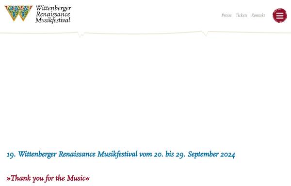 Vorschau von www.wittenberger-renaissancemusik.de, Wittenberger Renaissance Musikfestival