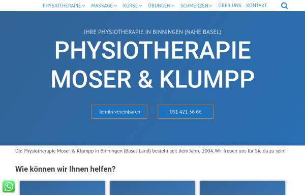 Vorschau von www.physiotherapie-binningen.ch, Physiotherapie Moser & Klumpp