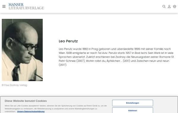 Vorschau von www.hanser-literaturverlage.de, Autoren-Profil: Leo Perutz