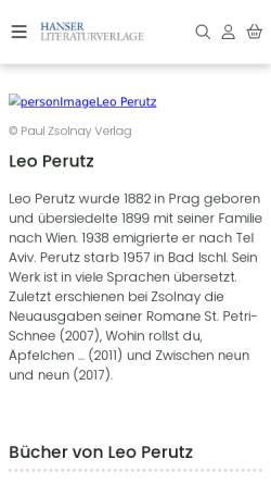 Vorschau der mobilen Webseite www.hanser-literaturverlage.de, Autoren-Profil: Leo Perutz
