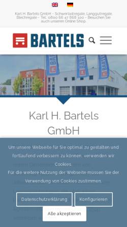 Vorschau der mobilen Webseite www.bartels-germany.de, Karl H. Bartels GmbH