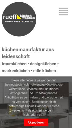 Vorschau der mobilen Webseite www.ruoff-kuechen.de, Küchenstudio Ruoff