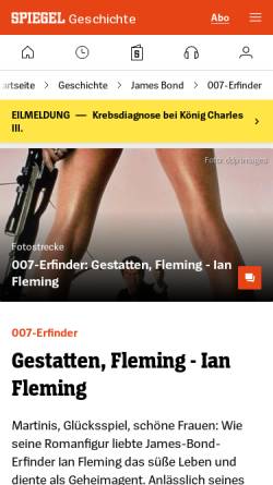 Vorschau der mobilen Webseite www.spiegel.de, Gestatten, Fleming - Ian Fleming