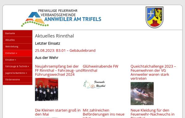 Vorschau von www.feuerwehr-rinnthal.de, Freiwillige Feuerwehr Rinnthal