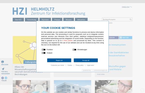 Vorschau von www.helmholtz-hzi.de, Helmholtz-Zentrum für Infektionsforschung