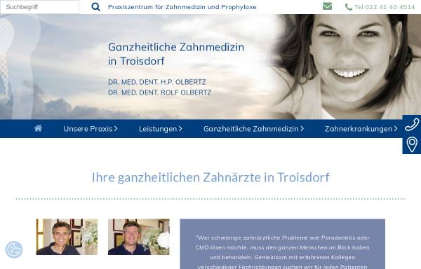 Vorschau von www.praxis-olbertz.de, Praxiszentrum für Zahnmedizin und Prophylaxe