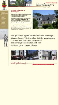 Vorschau der mobilen Webseite www.hammerschloss.com, Ferienwohnung Hammerschloss Unterklingensporn