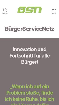 Vorschau der mobilen Webseite www.buergerservicenetz.de, BürgerServiceNetz (BSN)
