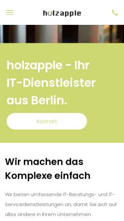 Vorschau der mobilen Webseite www.holzapple.de, Holzapple - IT-Service für Apple-Systeme Berlin