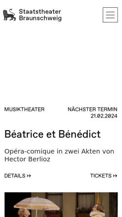 Vorschau der mobilen Webseite staatstheater-braunschweig.de, Staatstheater Braunschweig