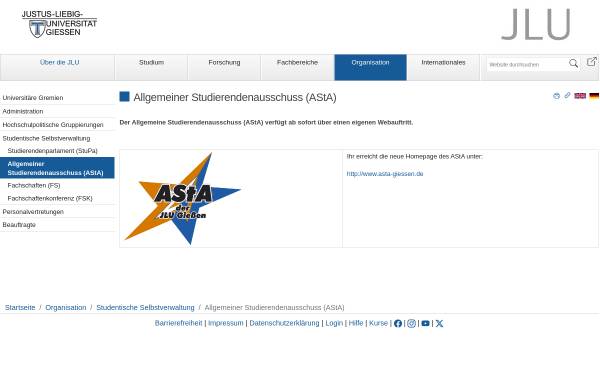Vorschau von www.uni-giessen.de, Allgemeiner StudentInnen Ausschuss (AStA) der Justus-Liebig-Universität Gießen