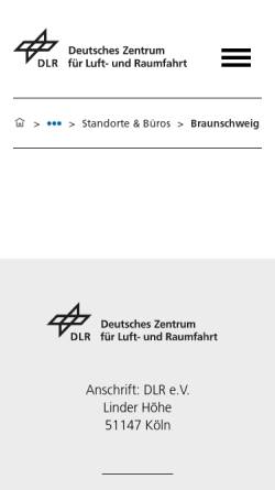 Vorschau der mobilen Webseite www.dlr.de, DLR - Deutsches Zentrum für Luft- und Raumfahrt e.V.