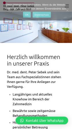 Vorschau der mobilen Webseite www.zahnarzt-sebek.ch, Dr. med. dent. eidg. Dipl. Zahnarzt Peter Sebek