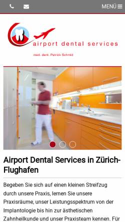 Vorschau der mobilen Webseite www.airportdentalservices.ch, Patrick Schmid, Airport Dental Services