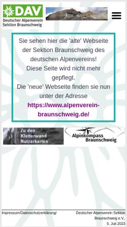 Vorschau der mobilen Webseite www.davbs.de, Deutscher Alpenverein
