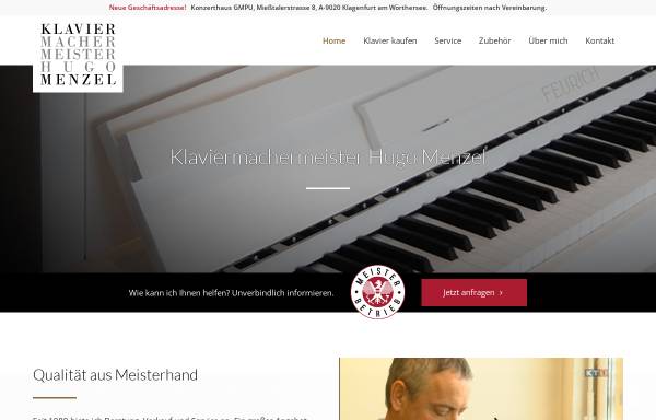 Vorschau von www.klaviere-menzel.at, Klaviermachermeister Hugo Menzel
