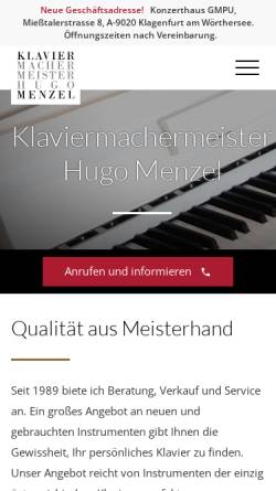 Vorschau der mobilen Webseite www.klaviere-menzel.at, Klaviermachermeister Hugo Menzel