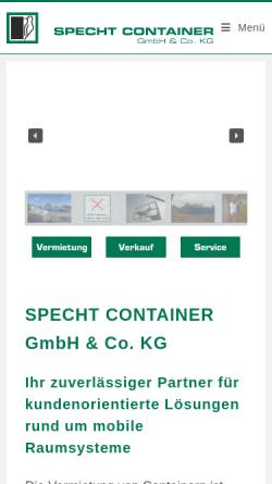 Vorschau der mobilen Webseite www.specht-container.de, Specht Container GmbH & Co. KG.