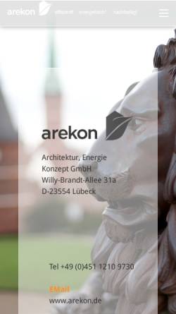 Vorschau der mobilen Webseite www.arekon.de, Arekon Architektur, Energie Konzept GmbH i.Gr.