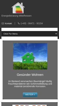 Vorschau der mobilen Webseite www.energieberatung-mittelhessen.de, Sennlaub, Frank