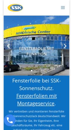 Vorschau der mobilen Webseite www.ssk-sonnenschutz.de, SSK-Sonnenschutz, Inh.Roman Kollmann