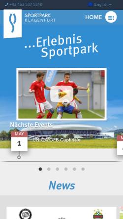 Vorschau der mobilen Webseite www.sportpark-klagenfurt.at, Sportpark Klagenfurt GmbH