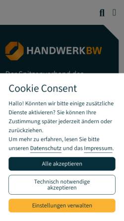 Vorschau der mobilen Webseite www.handwerk-bw.de, Energiesparcheck - Baden-Württembergische Handwerkstag e.V.