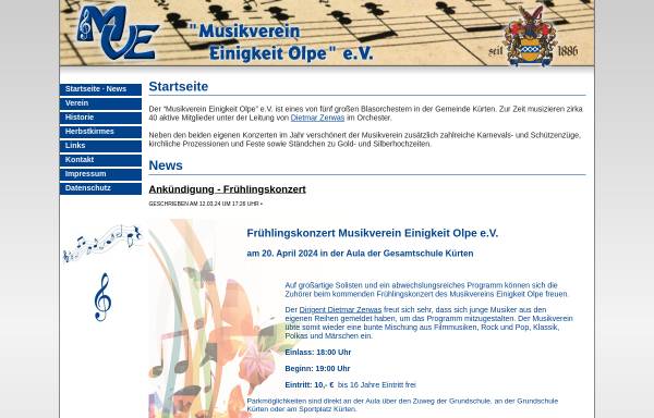 Vorschau von www.einigkeit-olpe.de, Musikverein Einigkeit Olpe