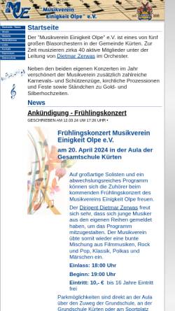 Vorschau der mobilen Webseite www.einigkeit-olpe.de, Musikverein Einigkeit Olpe