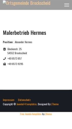 Vorschau der mobilen Webseite www.brockscheid.de, Glocken- und Kunstguss Hermann Schmitt
