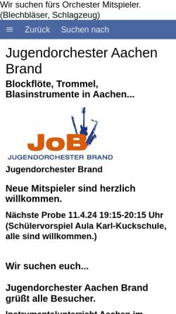 Vorschau der mobilen Webseite www.jugendorchester-brand.de, Jugendorchester Brand