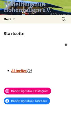 Vorschau der mobilen Webseite www.mfc-hohenzollern.de, Modellfluclub Hohenzollern e.V.