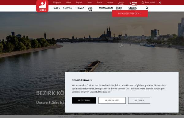 Vorschau von koeln-bonn.igbce.de, Industriegewerkschaft Bergbau, Chemie, Energie (IG BCE), Bezirk Köln-Bonn