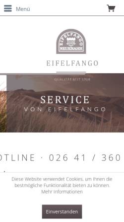 Vorschau der mobilen Webseite www.eifelfango.de, Eifelfango Chem.-Pharm.-Werke J. Graf Metternich GmbH & Co. KG