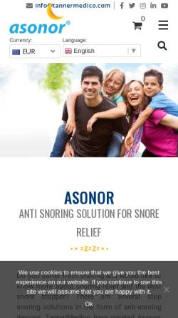 Vorschau der mobilen Webseite asonor.com, TannerMedico A/S