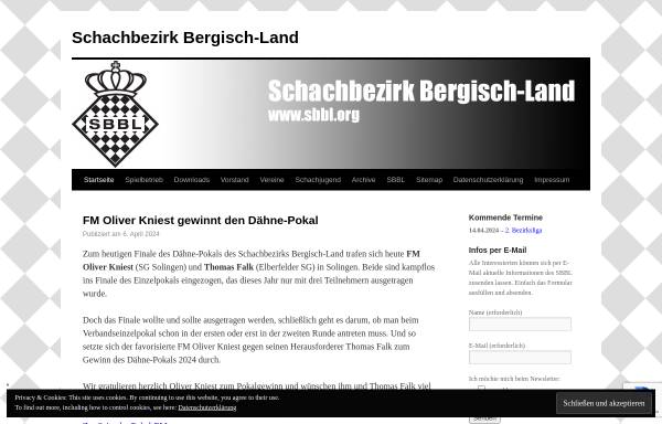 Vorschau von www.sbbl.org, Schachbezirk Bergisch Land
